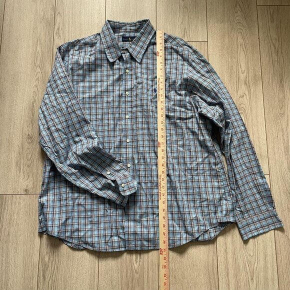 Ralph Lauren Button Down Shirt Men Size 2XL Blue Plaid Long Sleeve Collared - Picture 3 of 8